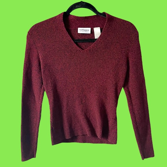 villager Tops - Vintage Villager Brand V-Neck Sweater